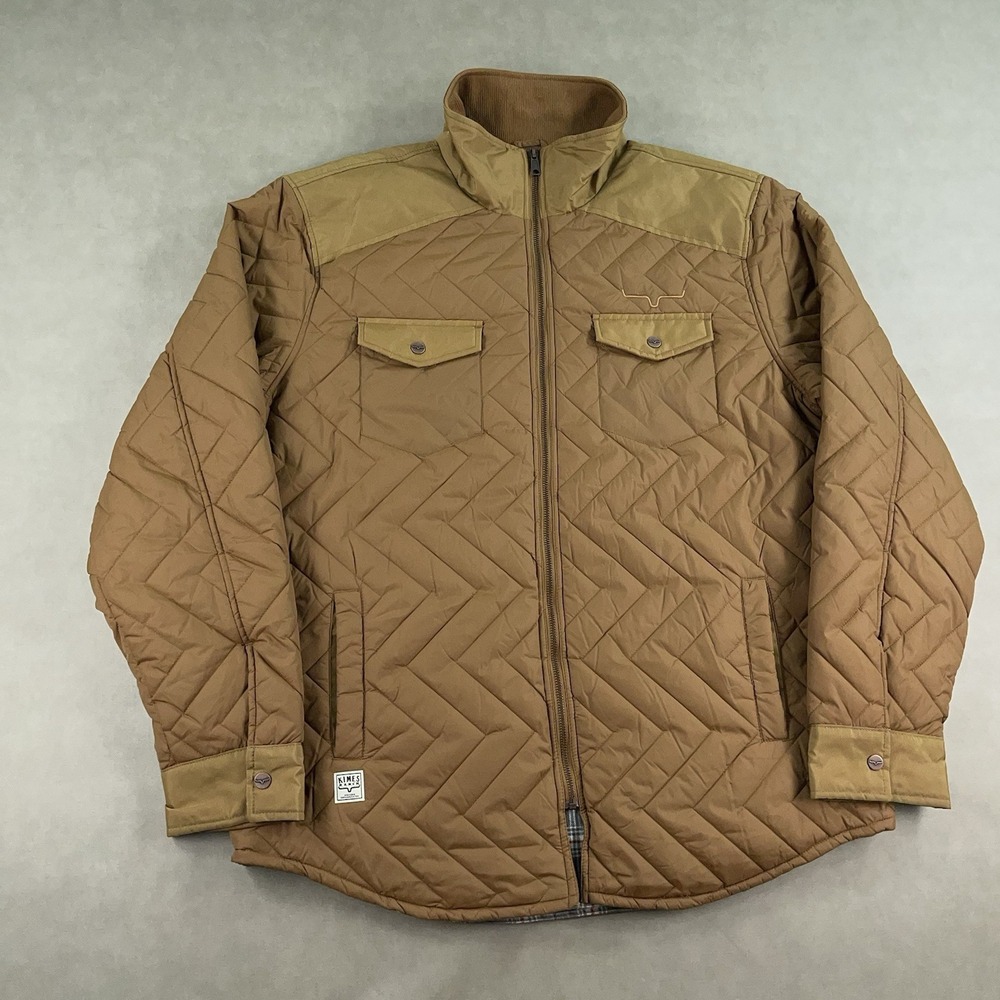 Kimes Ranch Skink Men's 2XL Brown Quilted Western Jacket Plaid Lined Cowboy Coat